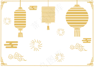 中式金色灯笼边框