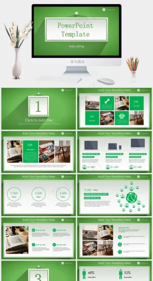 绿色营销简洁PPT模板预览图