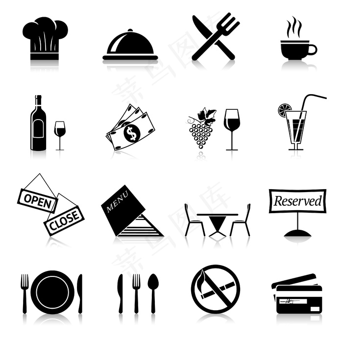 黑色餐厅图标