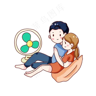 手绘卡通七夕节情侣