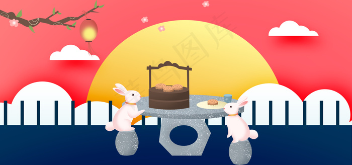 简约中秋节赏月宣传背景