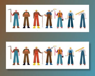 各种工作包，如农民，经营者托管插图工作