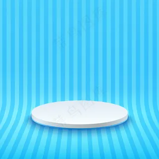 抽象的白色和浅蓝色舞台在现代艺术中获得奖项。渲染几何图形的粉彩。