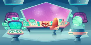 背景是外星飞船orlop，带舵和舷窗。