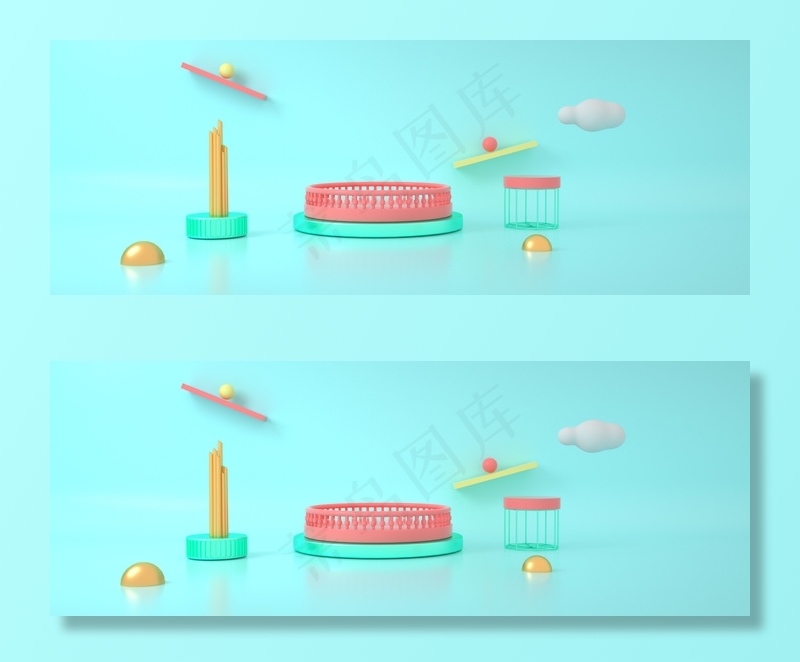 春季上新糖果色简约大气立体电商背景