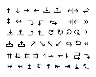 一大组黑色箭头图标