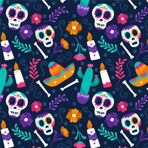 手绘dia de muertos图案