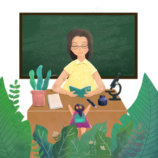 教师节慈祥幼儿园老师阅读PNG图