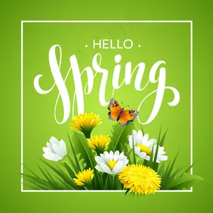 以春天的花朵为背景题写春天。春季花卉背景。春天的花朵。春天的花朵背景设计