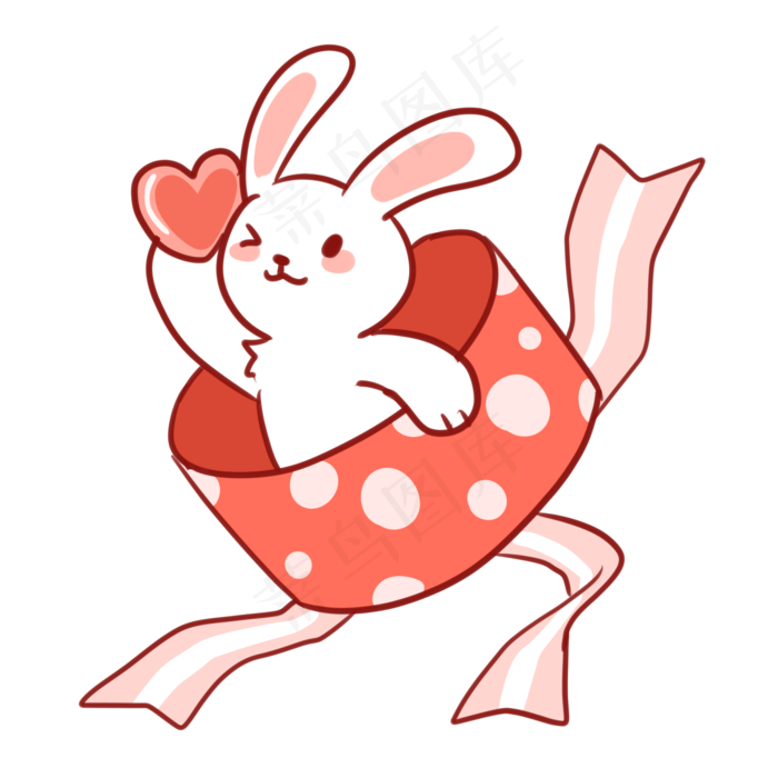 拿着爱心的小兔子礼盒