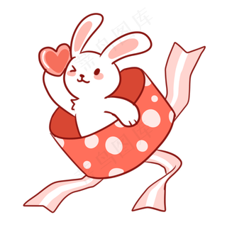 拿着爱心的小兔子礼盒