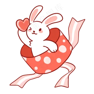 拿着爱心的小兔子礼盒