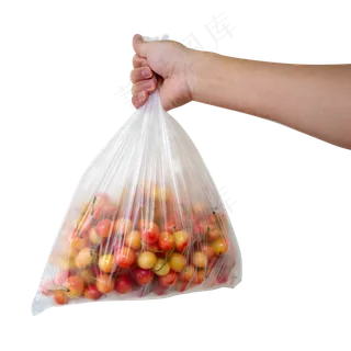 一袋水晶樱桃和手