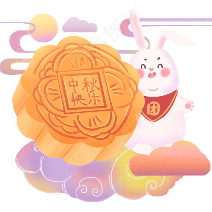 八月十五中秋玉兔可爱快乐(2500X2500(DPI:300))psd模版下载