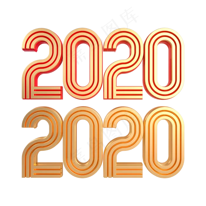 金属质感2020立体字样(2000X2000(DPI:300))psd模版下载