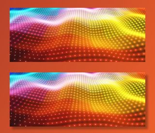 抽象背景，彩色霓虹灯形成波状表面