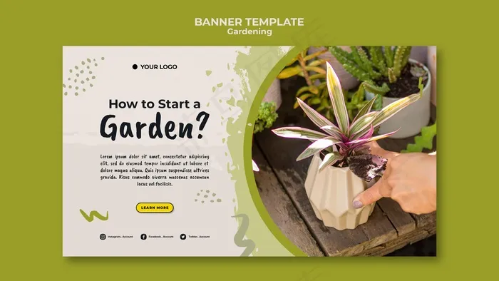 如何启动花园横幅banner模板psd模版下载