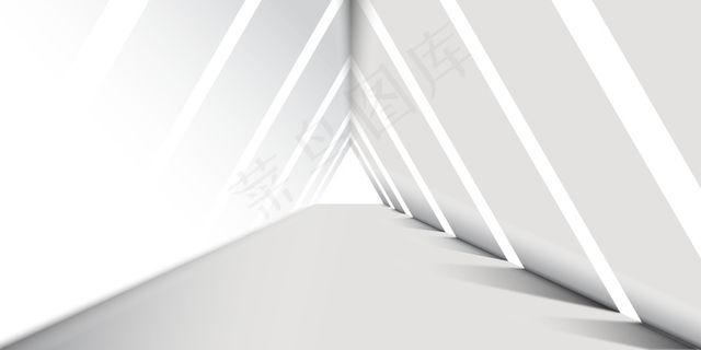 抽象白色三角形走廊背景