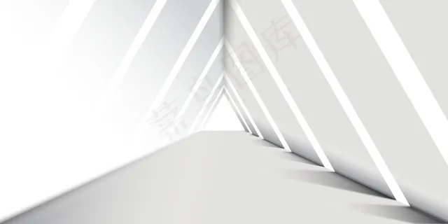 抽象白色三角形走廊背景 抽象白色三角形走廊背景