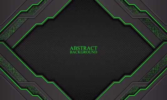 具有黑色和绿色霓虹条纹矢量图的抽象技术背景