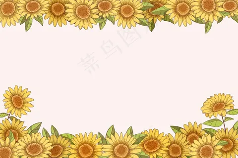带复制空间的手绘向日葵边框