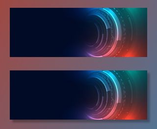 带有hud元素的技术未来数字横幅banner