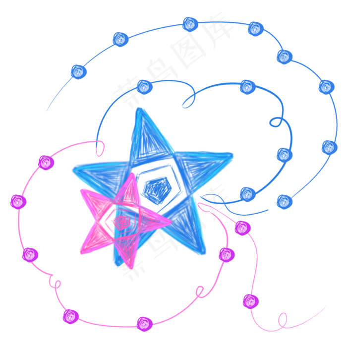 七夕情人节线条感星星