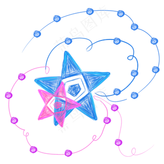 七夕情人节线条感星星