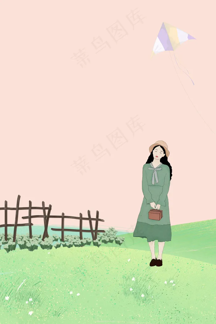 秋天十月你好励志文艺森系女孩(3543*5315px 	      )psd模版下载