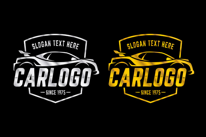 两种版本的金属汽车标志