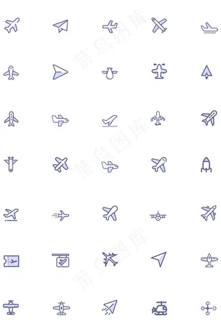 简约风飞机类线面图标