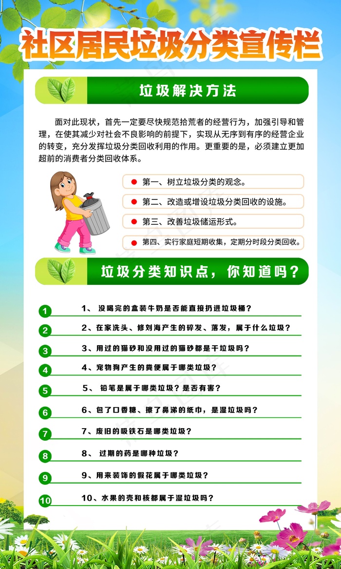 垃圾分类设计展板psd模版下载