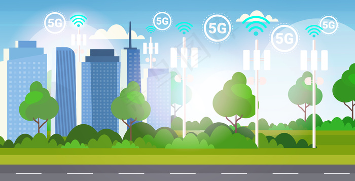 基站接收机智能城市5g在线通信塔网络技术系统连接信息发射机概念eps,ai矢量模版下载