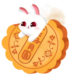 中秋节玉兔吃月饼