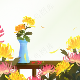 秋天放在走廊上的菊花