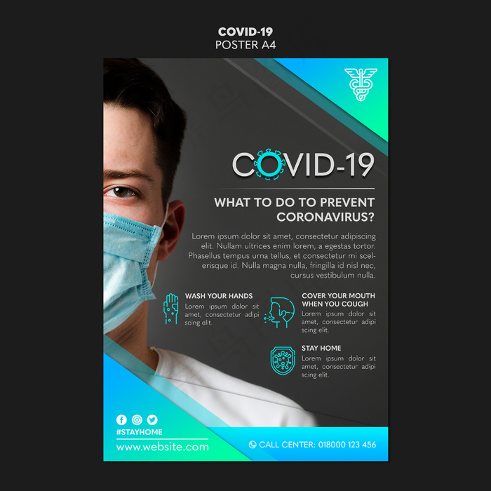 戴面具的男子covid-19海报模板
