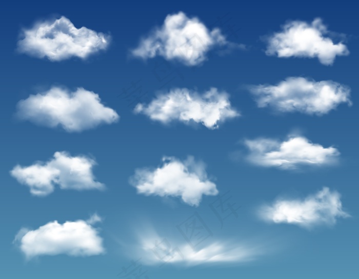 蓝天或天堂背景中的真实云