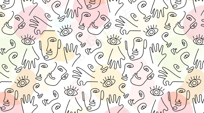 手绘，单面无缝图案eps,ai矢量模版下载