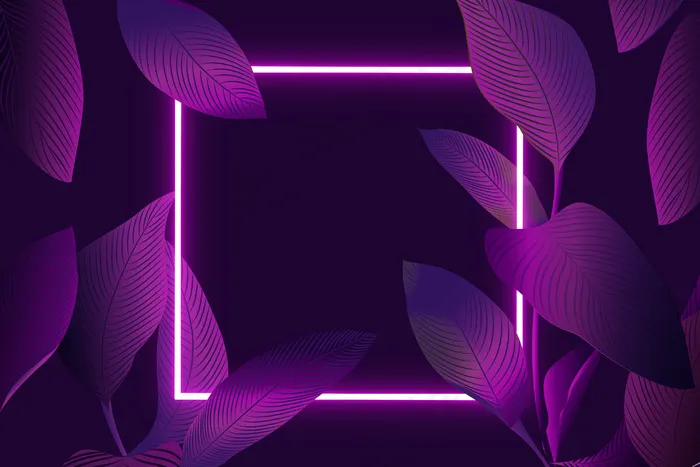 霓虹灯框架的真实树叶eps,ai矢量模版下载