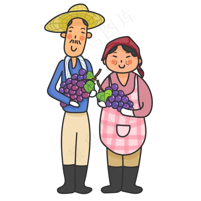 立秋秋收秋耕丰收农民葡萄卡通人(2000X2000(DPI:150))psd模版下载