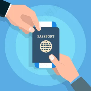 手持护照。旅游和个人识别概念。矢量图。 手持护照。旅游和个人识别概念。矢量图。