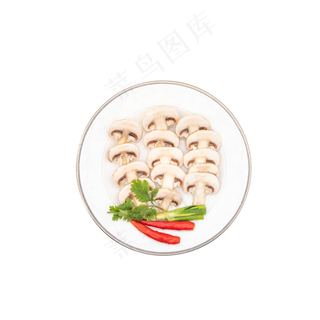一盘白色切片蘑菇