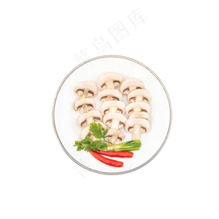 一盘白色切片蘑菇