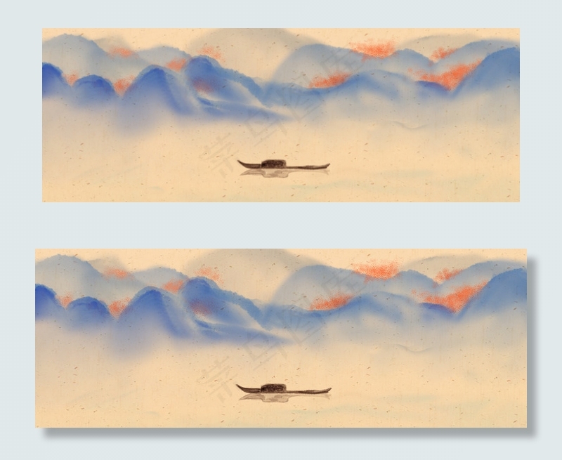 水墨风秋天户外旅行海报背景psd