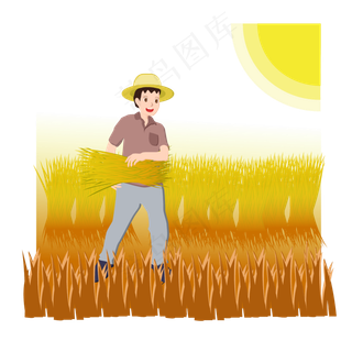 立秋农民秋耕大丰收卡通矢量元素