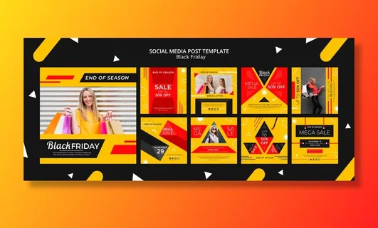 黑色星期五社交媒体帖子模板模型样机