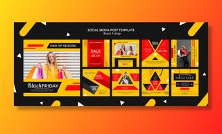 黑色星期五社交媒体帖子模板模型样机