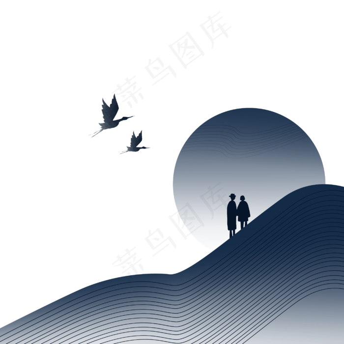 古风重阳节登山赏月(3000X3000(DPI:300))psd模版下载