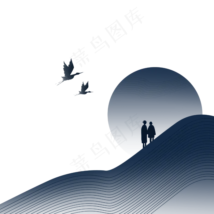 古风重阳节登山赏月(3000X3000(DPI:300))psd模版下载