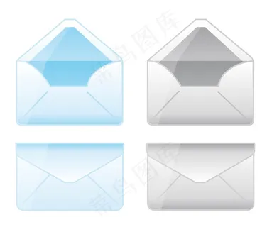 背景向量上的蓝色和灰色信封卡通